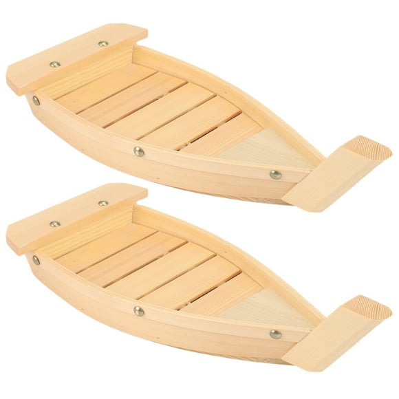 2X 42X17X7.5Cm Japanese Cuisine Sushi Boats Sushi Tools Wood Handmade Simple Ship Sashimi Assorted Cold Dishes Bar