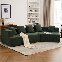 Aukfa 130" Oversized Cloud Sectional Couch Modular Sofa for Living Room, Installation Free, Green