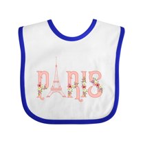 Inktastic Pink Paris Eiffel Tower with Flowers Boys or Girls Baby Bib