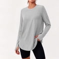 thumbnail image 2 of FAIWAD Workout Tops for Women Long Sleeve Crew Neck Tee with Thumb Holes Gym Hiking Activewear, 2 of 8