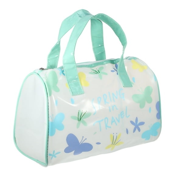 Women Cylinder Cosmetic Bag for Vacation Camping Travel Outdoor Activities Green