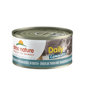 Angle View: (12 Pack) Almo Nature Daily Complete Tuna Dinner with Mackerel in Broth Grain Free recipe Wet Canned Cat Food 2.47 oz. Cans