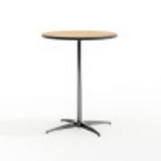 Flash Furniture Lars 24'' Round Adjustable Wood Cocktail Table with 30'' and 42'' Columns, Natural