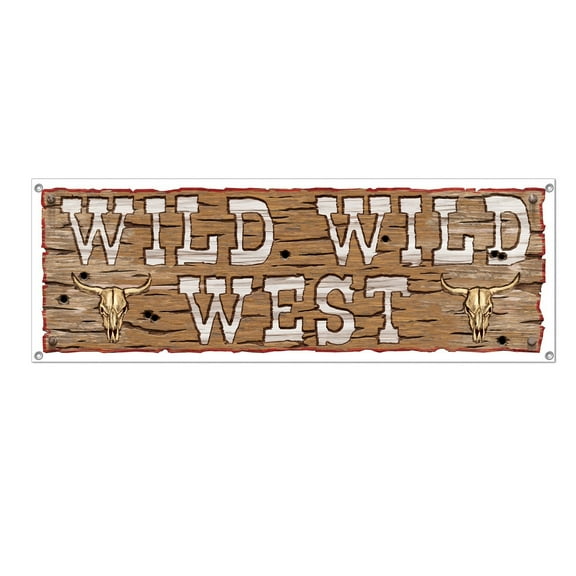Party Central Club Pack of 12 Brown Traditional 'Wild Wild West' Sign Banners 5'