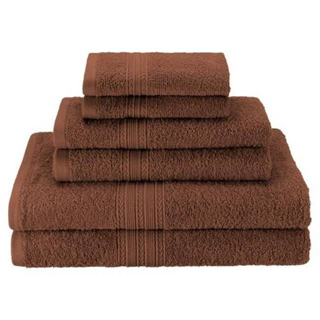 Superior EF-6 PC SET BR Eco-Friendly 100 Percent Ringspun Cotton Towel Set - Brown, 6 Pieces