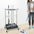 thumbnail image 6 of 12 Hooks Broom and Mop Holder Garden Tool Organizer Mobile Cleaning Trolley Mop Rack Floor Standing Cleaning Tool Cart Storage 10 Slots for Garden Garage Schools Hospitals Factories Hotels, 6 of 16