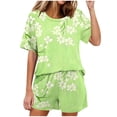 thumbnail image 1 of Conjunto de Pijama de las Mujeres de Moda Casual Color Sólido Casa Manga Corta Cuello Redondo Superior Y Pantalones, Ropa de Salón, 1 of 8