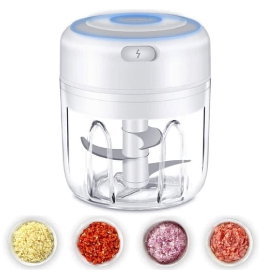 Electric Mini Garlic Chopper, 250 ml USB Rechargeable Food Chopper for Garlic, Vegetables, Nuts and Fruits, TIKA