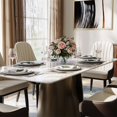 thumbnail image 4 of POVISON-71" Modern Minimalist Dining Table for 6, White Rectangular Glossy Pandora Sintered Stone Tabletop, Bronze Carbon Steel Leg, 4 of 8