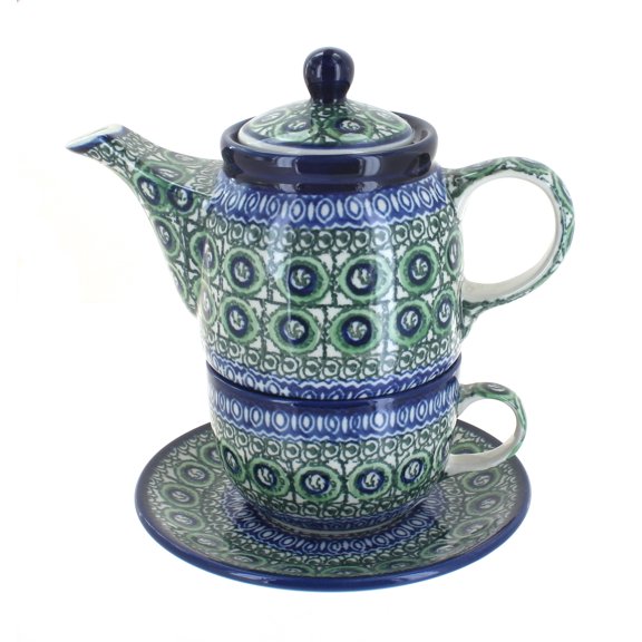 Blue Rose Polish Pottery Indigo Tea for One