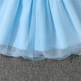 thumbnail image 5 of Ruyang Toddler Baby Tulle Dress Bow Flower Print Pleated Smocked Dresses Elegant Cute Ruffles Sleeve Summer Casual Dresses, 5 of 9