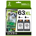 thumbnail image 1 of Cartucho de tinta Adocurn 63XL negro de alto rendimiento de 750 ml, paquete de 2 unidades HP, 1 of 7