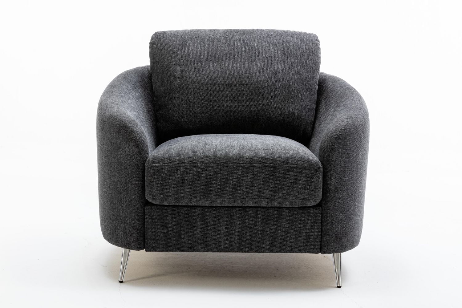 Chaise en tissu de lin gris K-Living avec pieds chromés en acier inoxydable