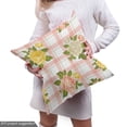 thumbnail image 4 of Ambesonne Shabby Flora Fabric by the Yard Upholstery, Roses on Plaid Back, 5 Yards, Coral and Olive Green, 4 of 4