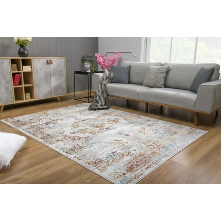 Rug Branch Vogue Modern Soft Durable Area Rug Abstract Grey Red Beige All6348ml710 Walmart Canada