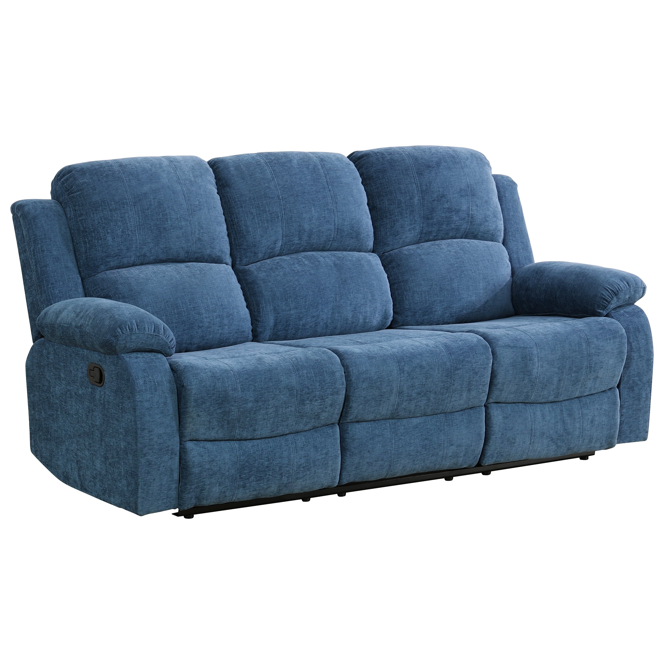 AUKFA 3 Seats Recliner Sofa Chair, Home Theater Sofa with Flipped Backrest and Cupholder, Blue