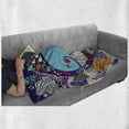 thumbnail image 6 of Sea Animals Soft Flannel Fleece Blanket, Cartoon Illustration with Smiling Whale in Bubble Water Waves Starfish Coral, Cozy Plush for Indoor and Outdoor Use, 50" x 60", Purple Aqua, by Ambesonne, 6 of 6