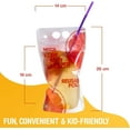 thumbnail image 4 of Pochettes à Boisson Réutilisables - (Ensemble de 402 Pcs) 200 Sacs à Boisson Transparents + 200 Pailles - 16 oz Sans BPA - Double Fermeture Éclair Réutilisable pour Smoothies et Jus, Pochette à Fermeture Éclair Transparente de Rangement Sans Fuites, Écologique, 4 of 7