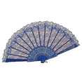 thumbnail image 2 of Moxufan Chinese Style Lace Folding Fan Plastic Traditional Flower Patterns Hand Fan Ergonomic Grip Portable Handheld Fan for Women Dancing Cosplay Wedding Party Props,Royal Blue, 2 of 8