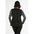 thumbnail image 2 of Women's Black/White Faux Suede Knit Patchwork Zip-Up Cardigan Jacket, 2 of 3