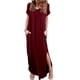 thumbnail image 1 of Gibobby Vestido Causal para Mujer de Verano Vestido largo dividido con bolsillo informal a la moda de color sólido con cuello en V para mujer(Rojo,XL), 1 of 5