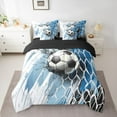 thumbnail image 2 of Homewish Soccer Sport 7-Piece Twin Bedding Sets,Football Game Bedding Comforter Set,Blue Black Honeycomb Sheet Sets For Boys Kids,Ultra Soft Home Decor Reversible, 2 of 8