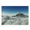 thumbnail image 1 of Mountain Cutting Board, Highest Mountain Above the Clouds with Clear Sunny Sky Background Earth is Magic, Decorative Tempered Glass Cutting and Serving Board, Small Size, White Blue, by Ambesonne, 1 of 1