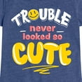thumbnail image 3 of Instant Message - Trouble Never Looked So Cute - Toddler & Youth Girls Short Sleeve Graphic T-Shirt, 3 of 6
