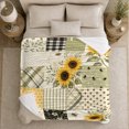 thumbnail image 5 of Farmhouse Sunflower Bee Patchwork Collage, Peaceful Mountain Lake Scene, Warm Flannel Blanket for Ranch House and Living Room, Outdoor Lovers Thanksgiving Gift, Rustic Home Decor, 5 of 9
