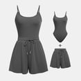 thumbnail image 2 of Matching Sets Women Clothing Summer Shorts Suit Ribbed Crew Neck Vacation Outfits,Grey,2XL, 2 of 8