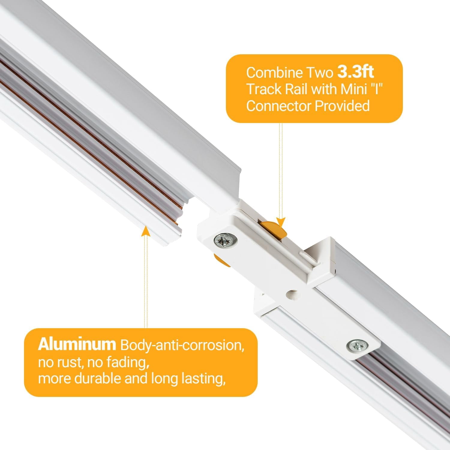 VANoopee 8-Light LED Track Lighting Kit with 6.6FT H Type Track Rails, Dimmable Track Light Heads Bright Ceiling Spotlight Fixture for Kitchen Accent Art, 3000K Warm White, No Flicker 10W 800lm White