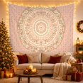 thumbnail image 3 of Pink Mandala on Soft Cream Background, Calming Boho Style for Meditation Enthusiasts, Boho Wall Art, Housewarming Gift, Tapestry Wall Hanging for Yoga Room and Bedroom, 3 of 7