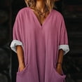 thumbnail image 6 of Gamivast Long Dresses for Women Oversized Baggy V Neck Long Sleeve Flowy Maxi Dress with Pockets Gradient Color Boho Dresses Casual Everyday Beach Dress, 6 of 7