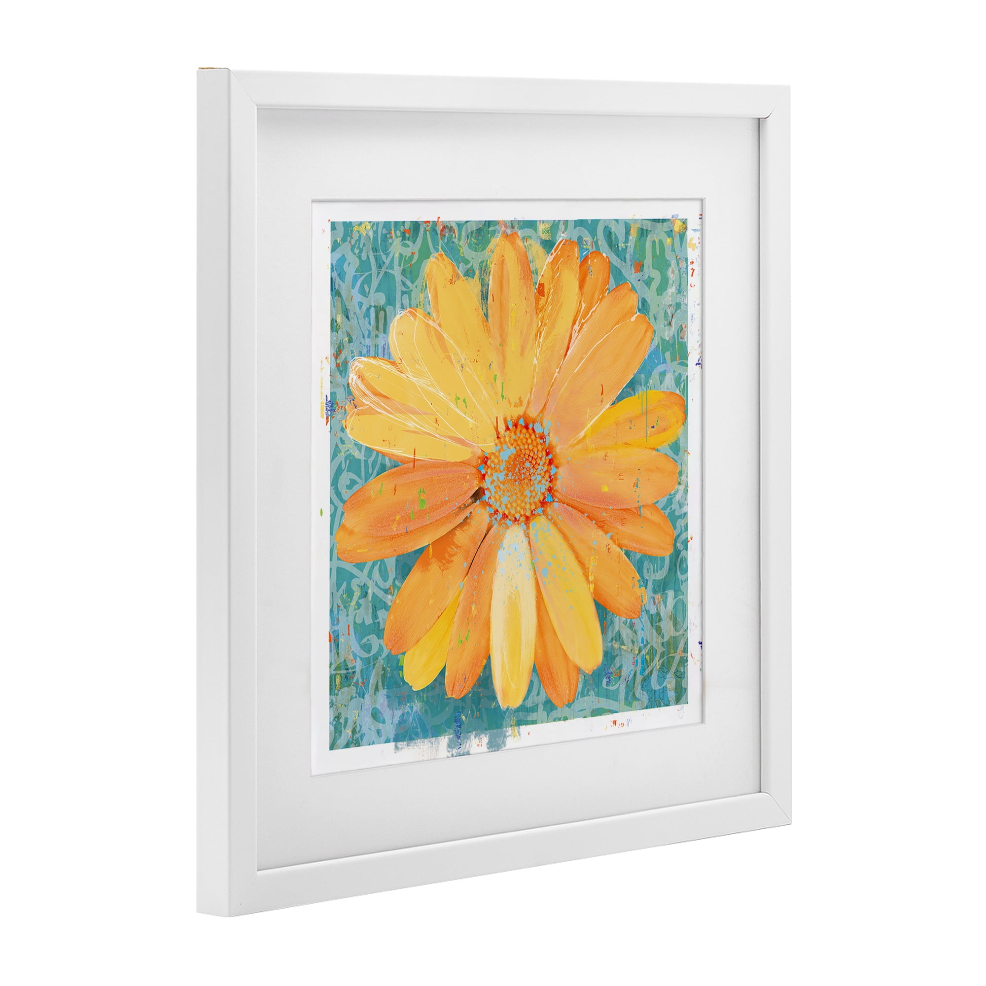 Stupell Industries Urban Daisy over Graffiti White Framed Print Under Glass, design by Porter Hastings