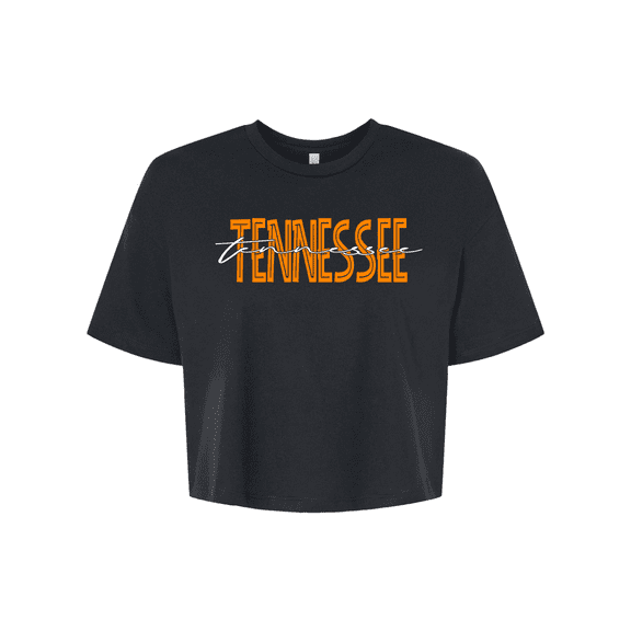 Trenz Shirt Company Womens Tennessee Tee Football TN Orange Script T Team Color Tennessee Game Day Jersey Crop Tee-Black-xxl
