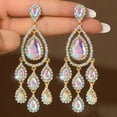 thumbnail image 1 of AEXTO Long Full Rhinestone Teardrop Crystal Dangle Chandelier Drop Earrings Fashion Jewelry, 1 of 9