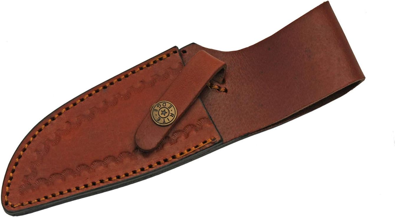 SANZ Damascus Flint Bone Hunting Knife 9 Inch - Camping Knife with Bone Handle, Full Tang Blade & Sheath - Pocket Knife for Hunting, Camping & Outdoor uses