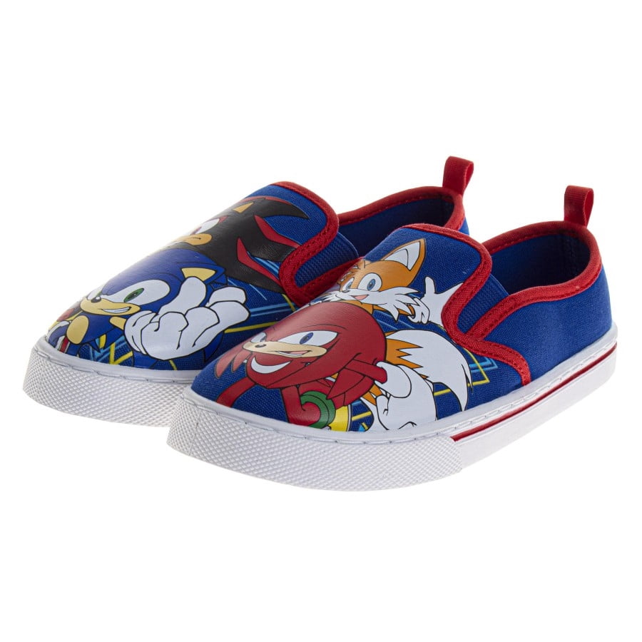 Sonic the Hedgehog Boys Slip-On Canvas Sneakers Featuring Sonic and Friends (Big Kid), Blue, Size: 1