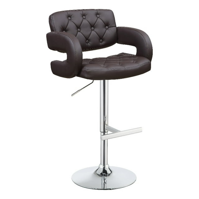 Coaster Contemporary Faux Leather Adjustable Bar Stool in Brown