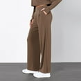 thumbnail image 2 of Blphud Wide Leg Slacks Women Pants Casual Elastic Women Classic Fall Plus Size Wide Legged Trouser Ladies Breathable Travel Hi Waist Solid Loose Fitting Flairy Linen Trouser Dresses Women Coffee S, 2 of 7