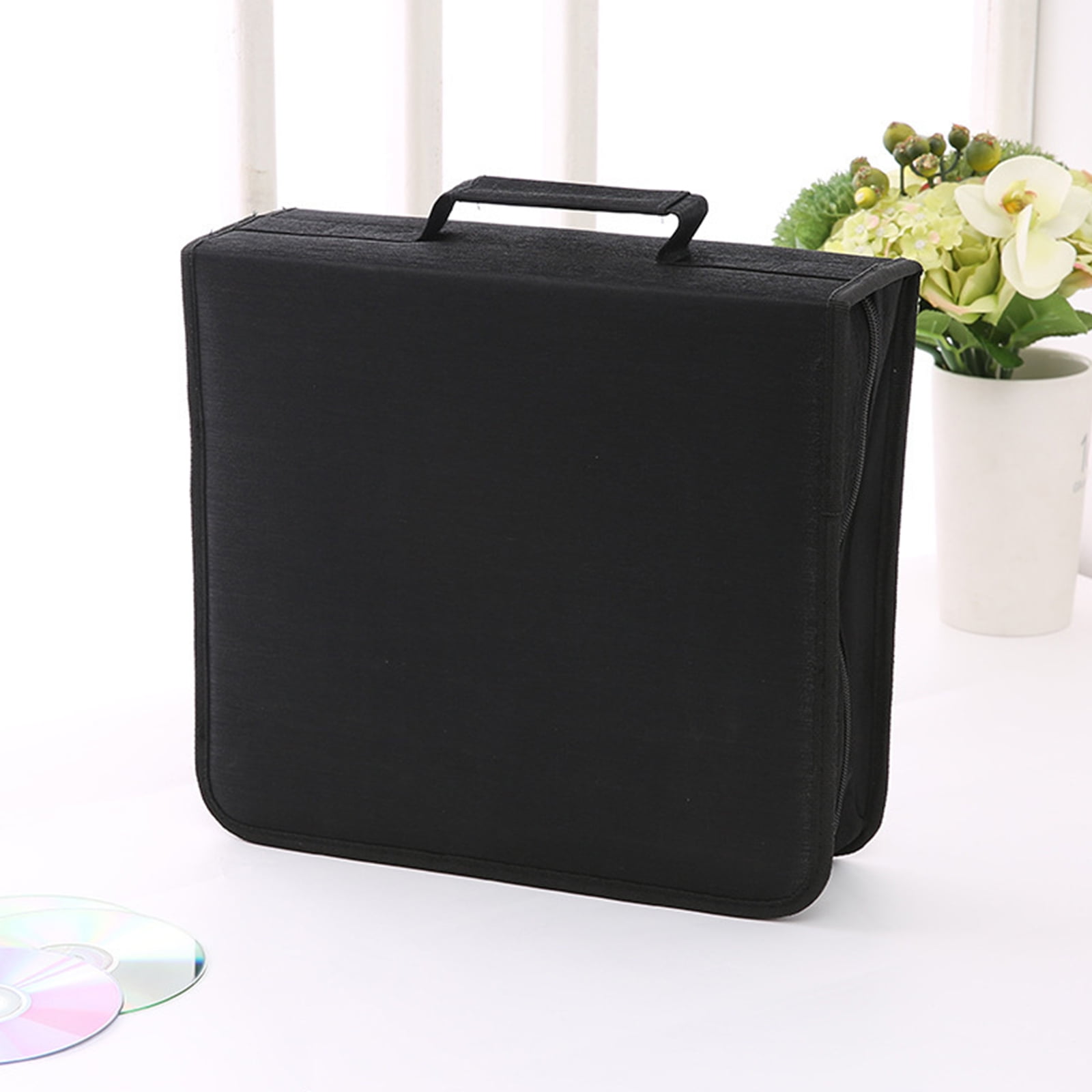Disc Storage Box Carrying Case with Handle Stackable VCD Holder Organization for Disc Albums Books Holds 256/384 Discs