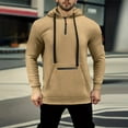 thumbnail image 2 of YLSDY Mens Fishing Hoodies Pullover Drawstring Casual Sweatshirts Zipper Kangaroo Pocket Fashion Crewneck Sweatshirt Khaki M, 2 of 4