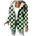 thumbnail image 3 of Fashion Flannel Plaid Jackets for Womens Plus Size Plaid Printe Long-sleeved Long-sleeved Hooded Casual Coat, 3 of 6