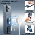 thumbnail image 5 of Designed for iPhone 16 Case Magnetic, [Support Wireless Charging] Rugged Cover with Wristband Anti-Drop Finger Strap Heavy Duty Shockproof Phone Case for iPhone 16, Blue, 5 of 9