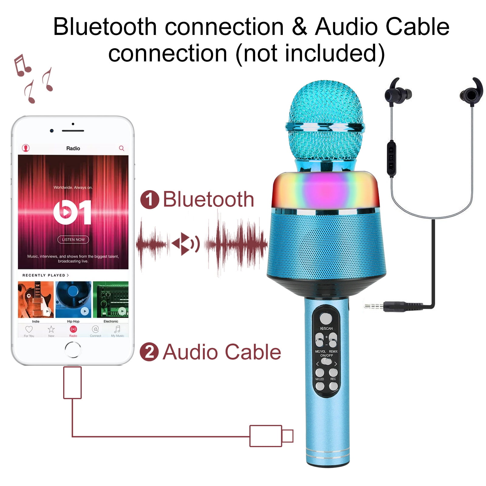 LNKOO Karaoke Bluetooth Wireless Microphone , 5 in 1 Portable Singing Machine Speaker for Android/iPhone/PC, Portable Microphone for Kids, Best Gifts Toys for Kids, Girls, Boys and Adults