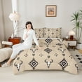thumbnail image 4 of jejeloiu Boho Exotic Style Queen Comforter Set,Bohemian Bull Skull Bedding Sets,Brown Aztec Geometric Bedding Comforter Set For Boys Teens,Microfiber Bedroom Decor Reversible,3pcs, 4 of 8