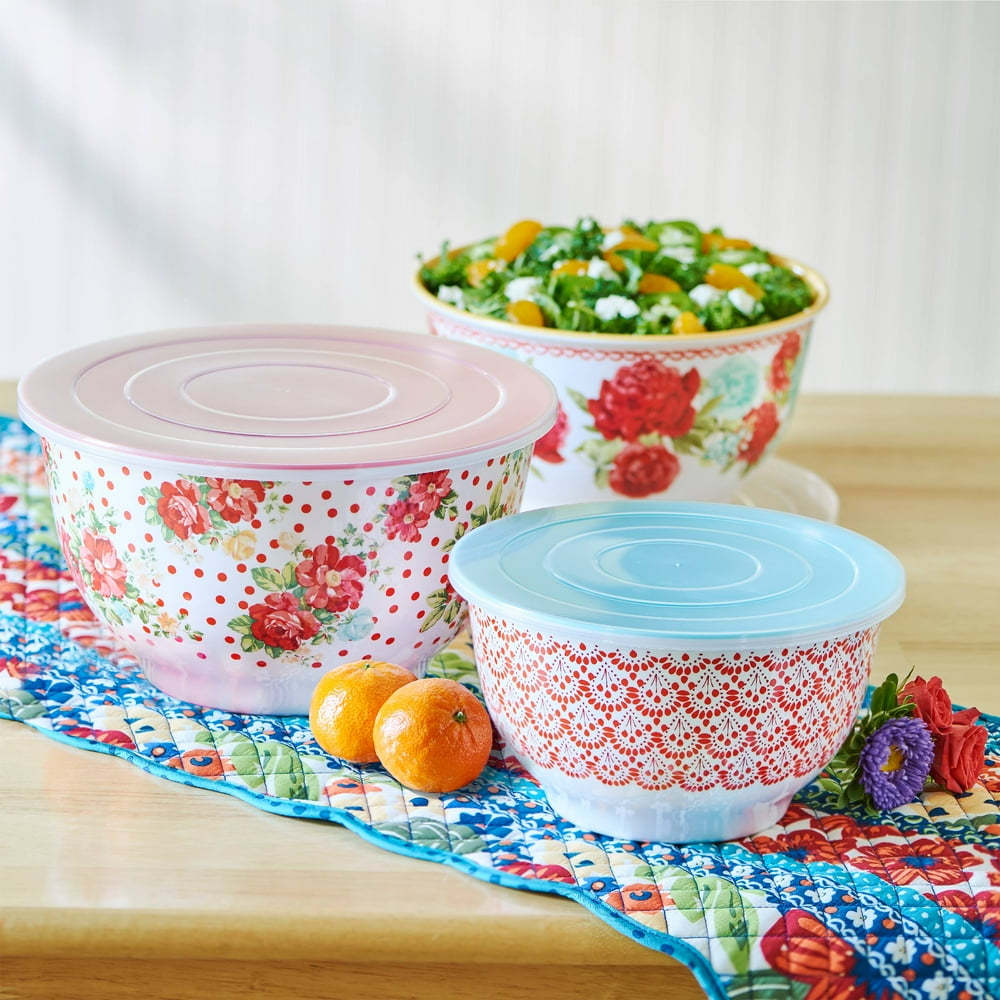 The Pioneer Woman Vintage Floral Melamine Mixing Bowl Set, 6 Piece
