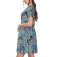 thumbnail image 2 of Disketp Underwater Animals and Flowers para Vestido de Manga Corta para Mujeres, Vestidos de Verano para Mujeres, Casual y Holgado para la Playa, 2 of 6