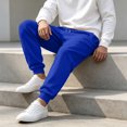 thumbnail image 6 of Resicozy Casual Joggers for Men Cotton Drawstring Elastic Waist Cargo Pants Lightweight Sweatpants with Pockets Blue L, 6 of 7