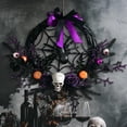 thumbnail image 4 of Kezqiaxn Halloween Wreath Clearance! Artificial Wreaths Skeleton Christmas Ball Haunted House Horror Party Decoration Door Hanging Purple Wreath, 4 of 5